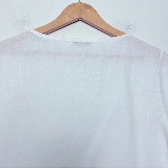 Terzo Millennio Italy Linen White Daisy Floral Eyelet Ruffle Hem Top Simple - Picture 9 of 11